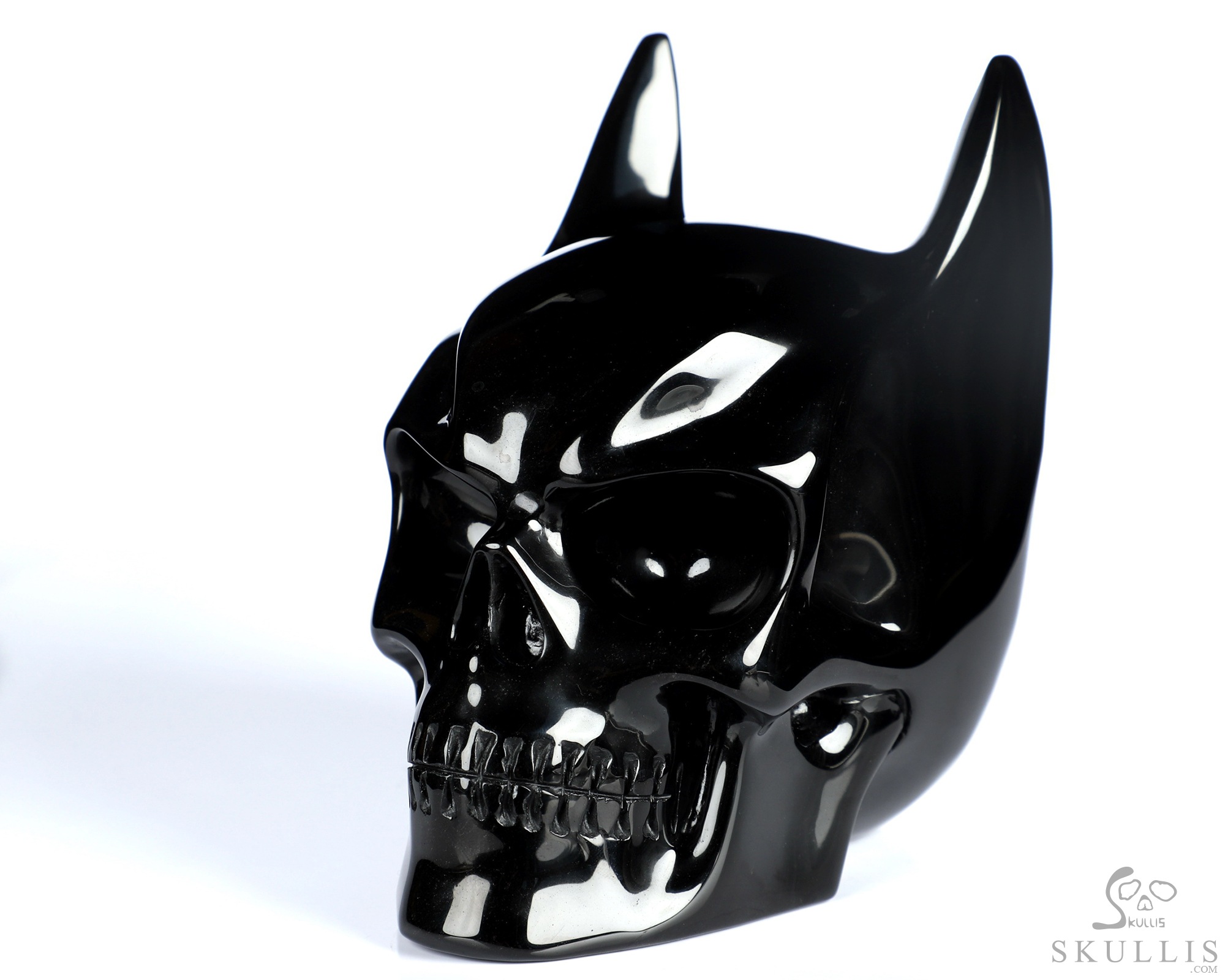 5.0" Black Obsidian Hand Carved Batman Crystal Skull Fine Art Sculpture, Crystal Healing 5.0" Black Obsidian Hand Carved Batman Crystal Skull Fine Art Sculpture, Crystal Healing