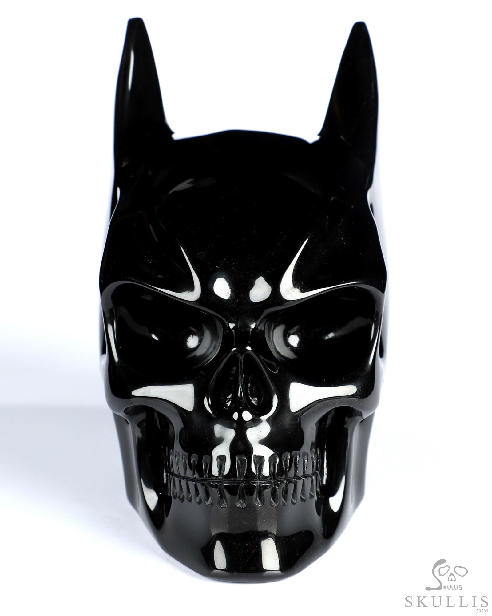 5.0" Black Obsidian Hand Carved Batman Crystal Skull Fine Art Sculpture, Crystal Healing 5.0" Black Obsidian Hand Carved Batman Crystal Skull Fine Art Sculpture, Crystal Healing