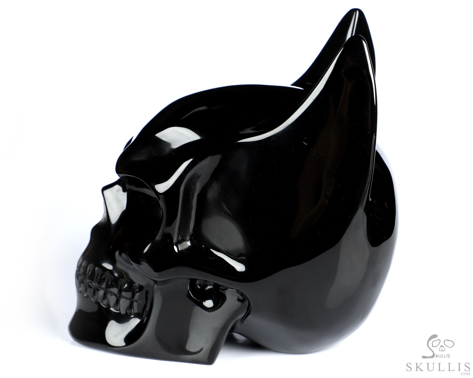 5.0" Black Obsidian Hand Carved Batman Crystal Skull Fine Art Sculpture, Crystal Healing 5.0" Black Obsidian Hand Carved Batman Crystal Skull Fine Art Sculpture, Crystal Healing