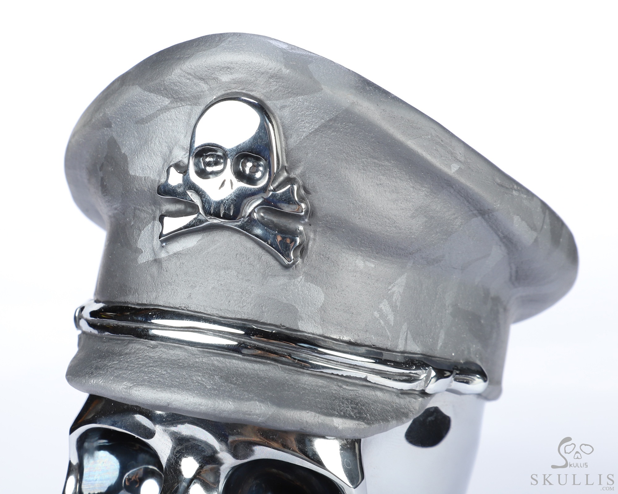 5.1" Tera-hertz Hand Carved Crystal Skull and Navy Cap Fine Art Sculpture, Crystal Healing 5.1" Tera-hertz Hand Carved Crystal Skull and Navy Cap Fine Art Sculpture, Crystal Healing