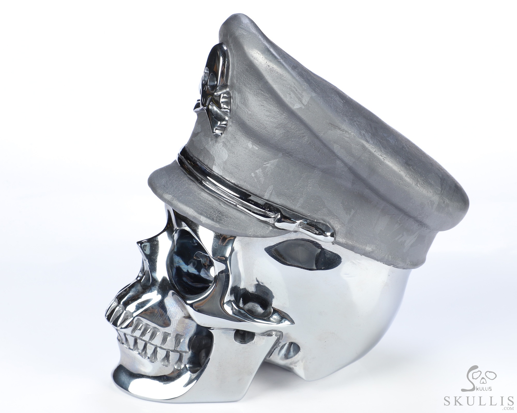 5.1" Tera-hertz Hand Carved Crystal Skull and Navy Cap Fine Art Sculpture, Crystal Healing 5.1" Tera-hertz Hand Carved Crystal Skull and Navy Cap Fine Art Sculpture, Crystal Healing