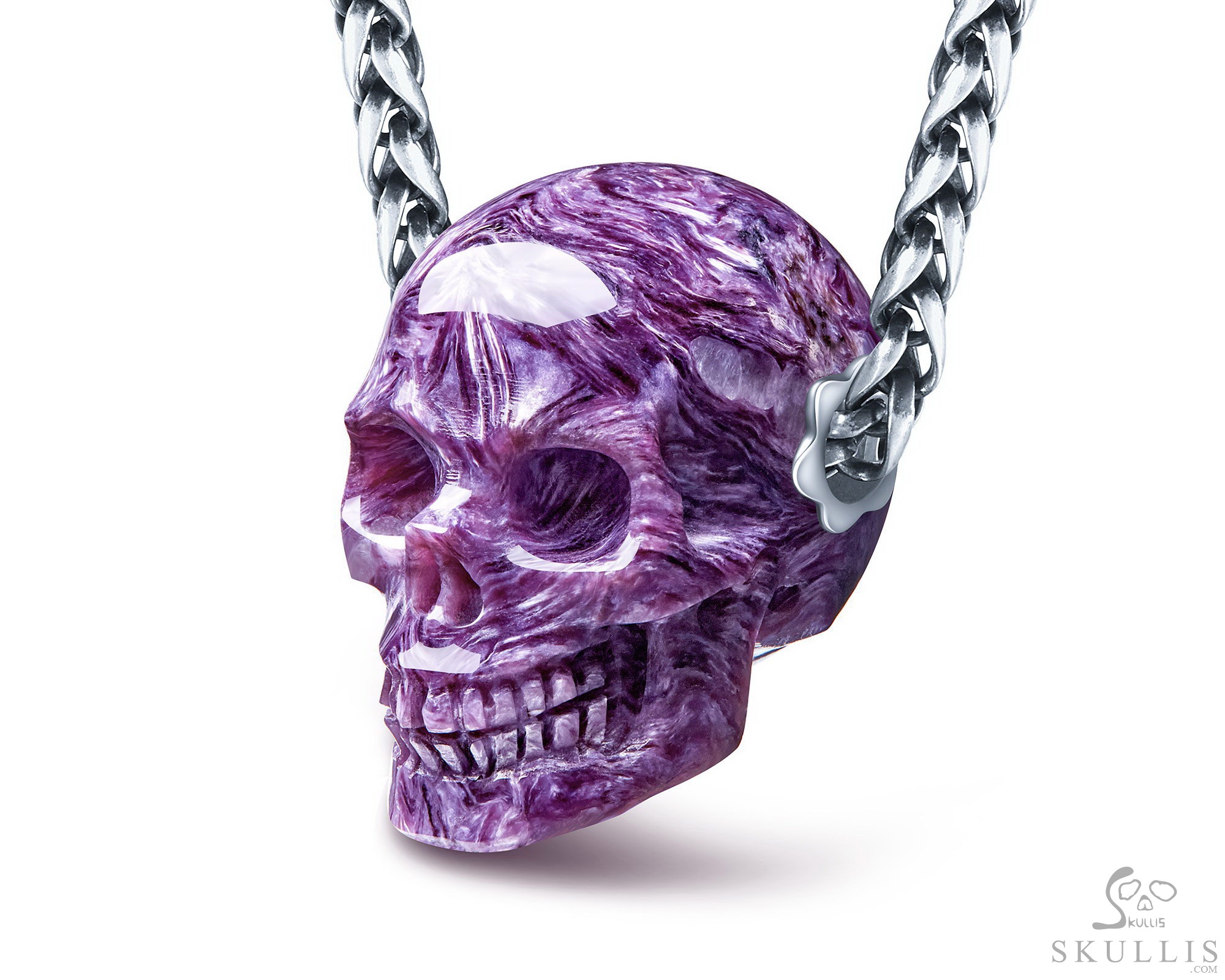 Skullis Signature 1.0“ Russian Chaorite Gem Crystal Skull Pendant or Necklace, Hand Carved, for Women & Men, Crystal Healing On the Go Skullis Signature 1.0“ Russian Chaorite Gem Crystal Skull Pendant or Necklace, Hand Carved, for Women & Men, Crystal Healing On the Go