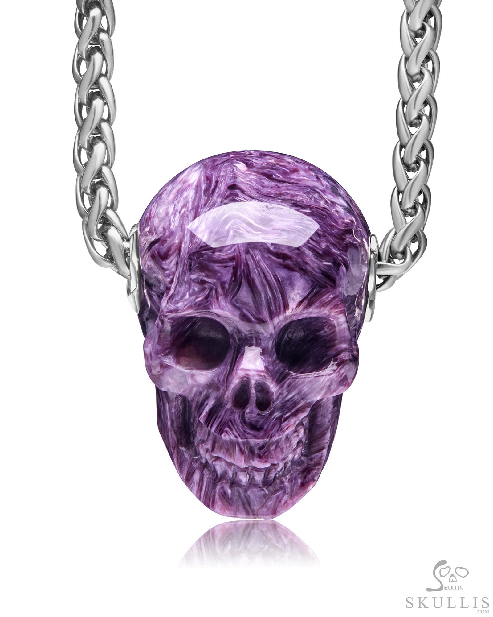 Skullis Signature 1.0“ Russian Chaorite Gem Crystal Skull Pendant or Necklace, Hand Carved, for Women & Men, Crystal Healing On the Go Skullis Signature 1.0“ Russian Chaorite Gem Crystal Skull Pendant or Necklace, Hand Carved, for Women & Men, Crystal Healing On the Go