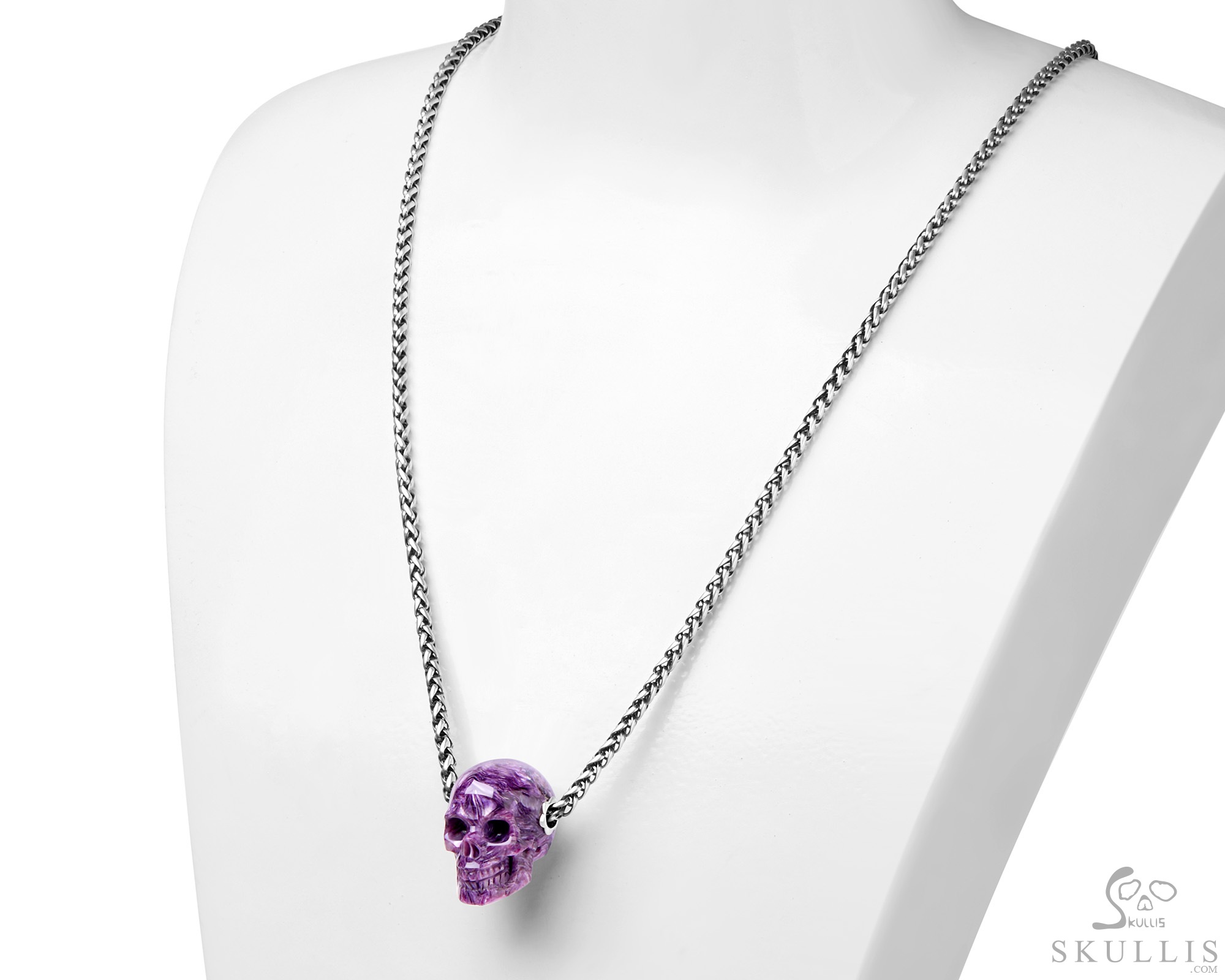 Skullis Signature 1.0“ Russian Chaorite Gem Crystal Skull Pendant or Necklace, Hand Carved, for Women & Men, Crystal Healing On the Go Skullis Signature 1.0“ Russian Chaorite Gem Crystal Skull Pendant or Necklace, Hand Carved, for Women & Men, Crystal Healing On the Go