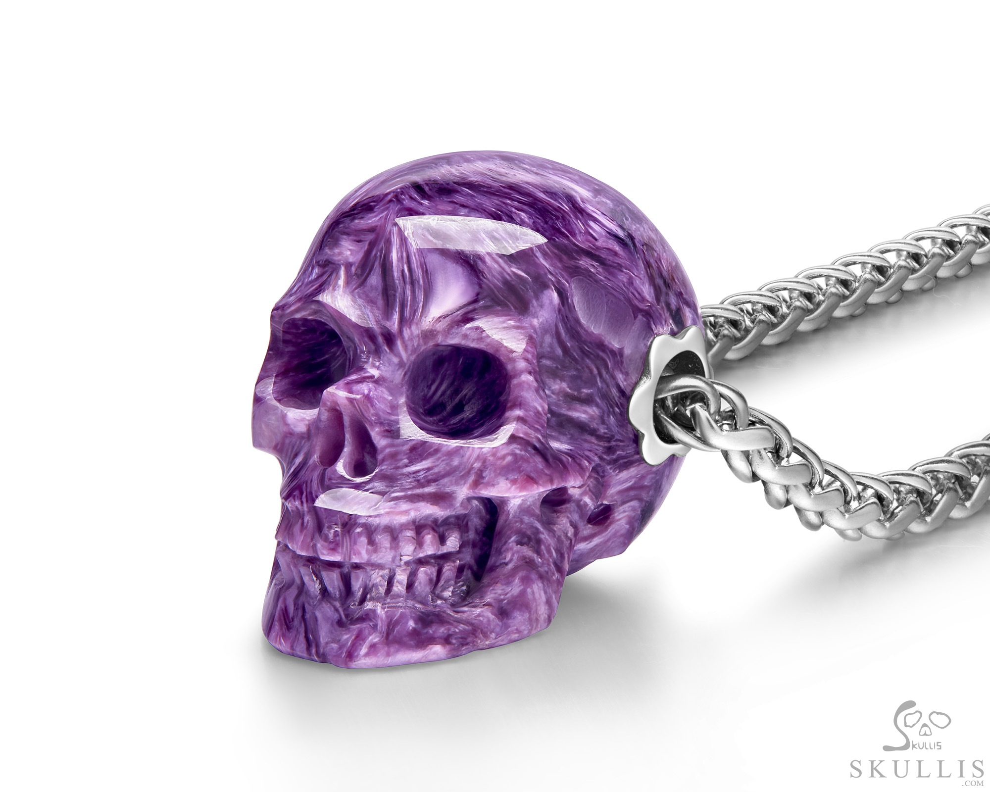 Skullis Signature 1.2“ Russian Chaorite Gem Crystal Skull Pendant or Necklace, Hand Carved, for Women & Men, Crystal Healing On the Go Skullis Signature 1.2“ Russian Chaorite Gem Crystal Skull Pendant or Necklace, Hand Carved, for Women & Men, Crystal Healing On the Go