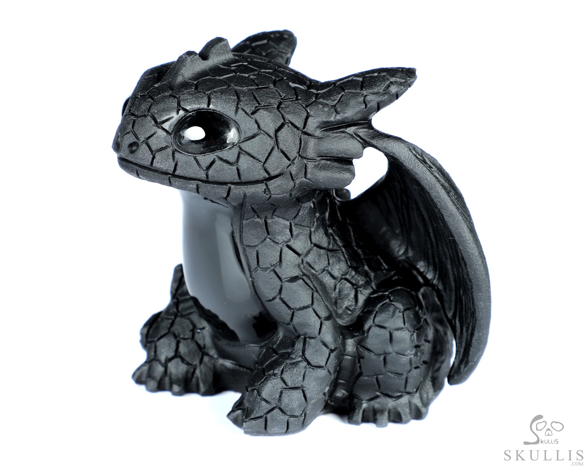 4.1" Black Obsidian Hand Carved Crystal Toothless Dragon Fine Art Sculpture, Crystal Healing 4.1" Black Obsidian Hand Carved Crystal Toothless Dragon Fine Art Sculpture, Crystal Healing