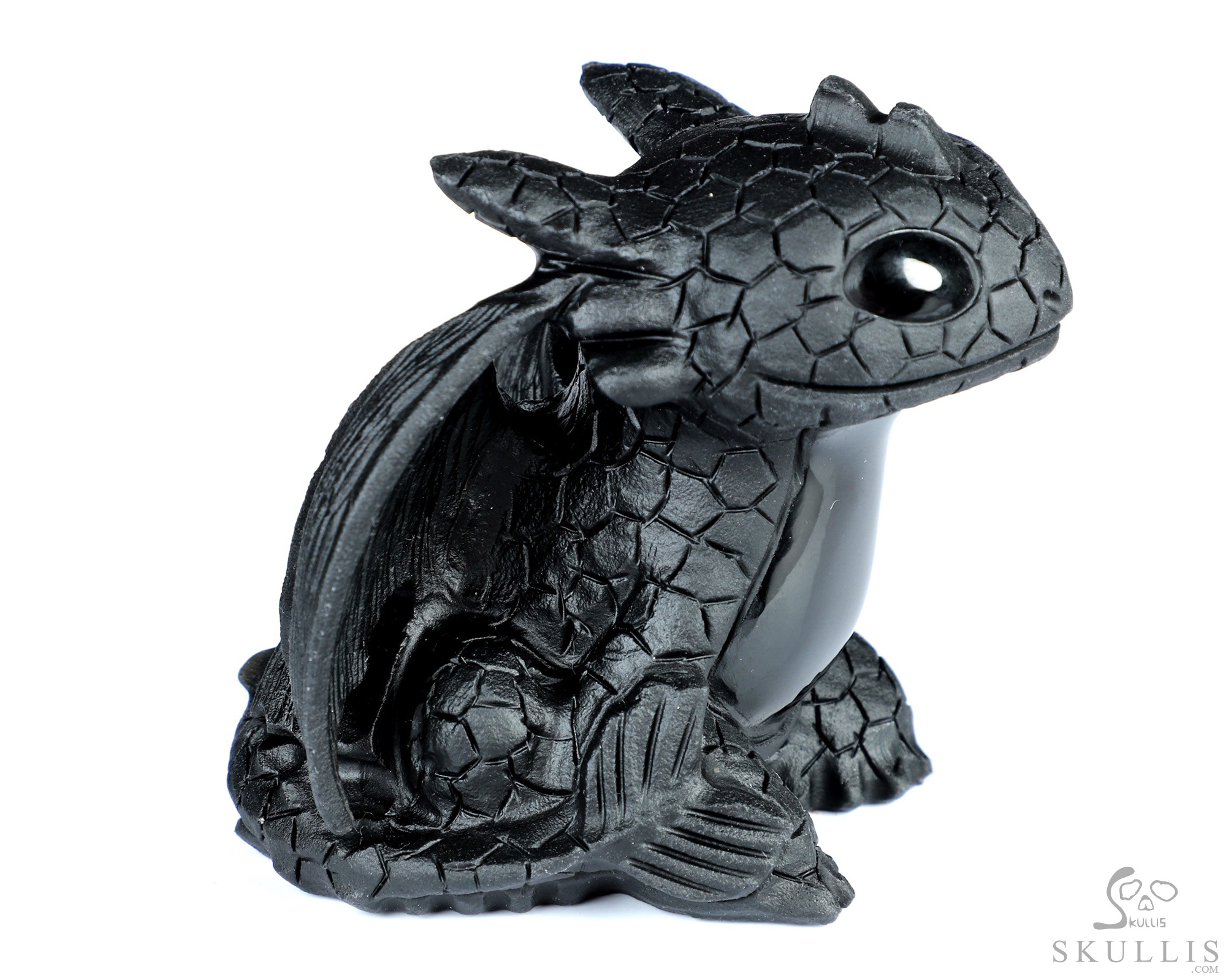 4.1" Black Obsidian Hand Carved Crystal Toothless Dragon Fine Art Sculpture, Crystal Healing 4.1" Black Obsidian Hand Carved Crystal Toothless Dragon Fine Art Sculpture, Crystal Healing