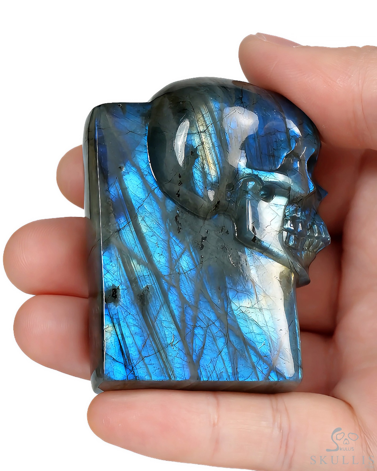 The One Within - 2.6" Labradorite Hand Carved Crystal Skull Pocket Stone, Crystal Healing The One Within - 2.6" Labradorite Hand Carved Crystal Skull Pocket Stone, Crystal Healing