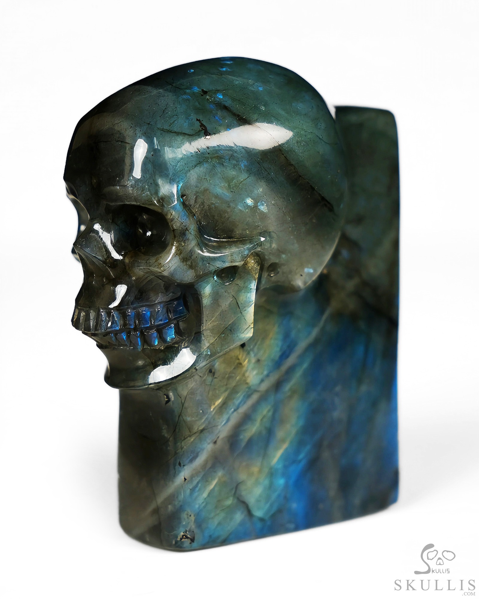 The One Within - 2.6" Labradorite Hand Carved Crystal Skull Pocket Stone, Crystal Healing The One Within - 2.6" Labradorite Hand Carved Crystal Skull Pocket Stone, Crystal Healing