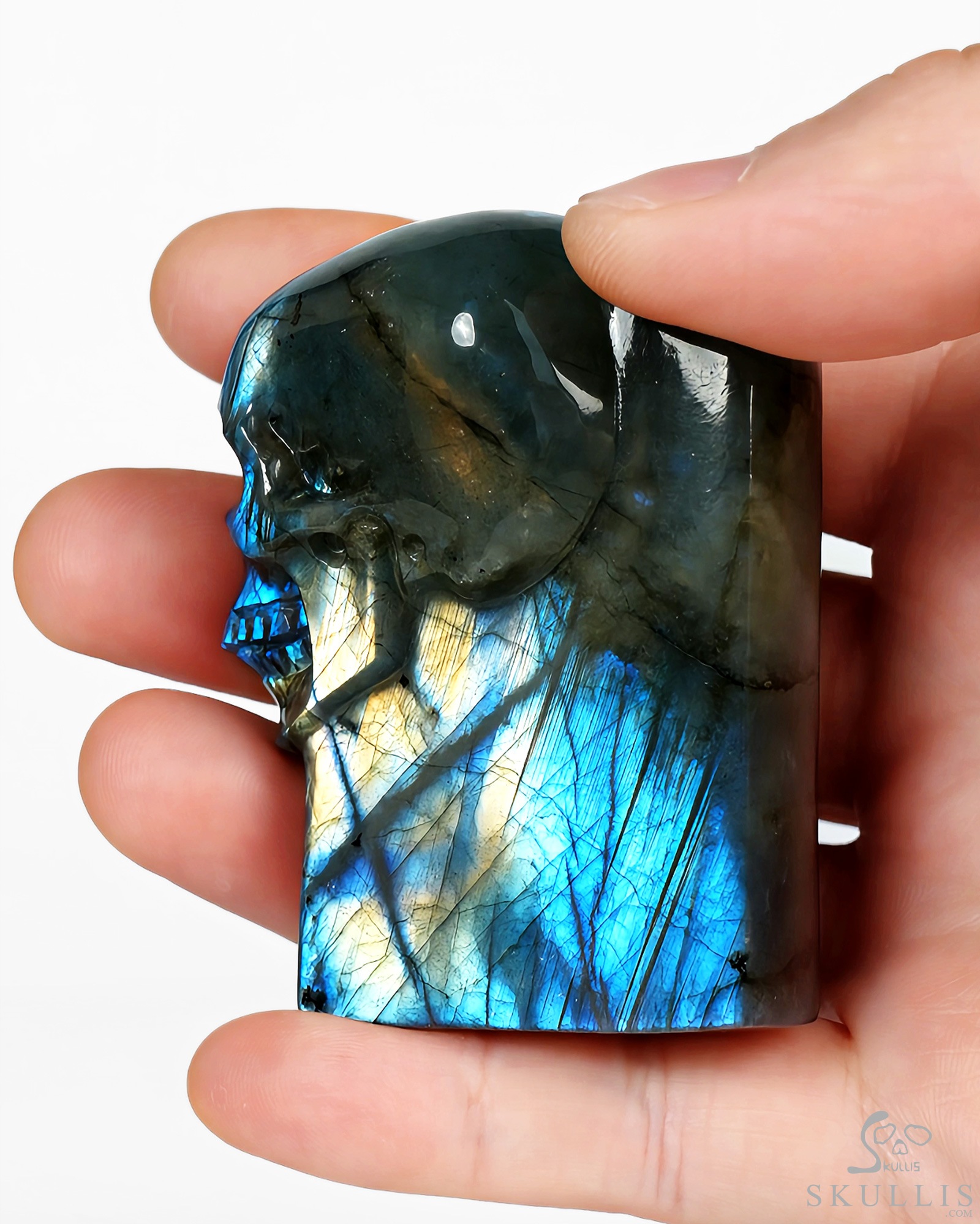 The One Within - 2.6" Labradorite Hand Carved Crystal Skull Pocket Stone, Crystal Healing The One Within - 2.6" Labradorite Hand Carved Crystal Skull Pocket Stone, Crystal Healing