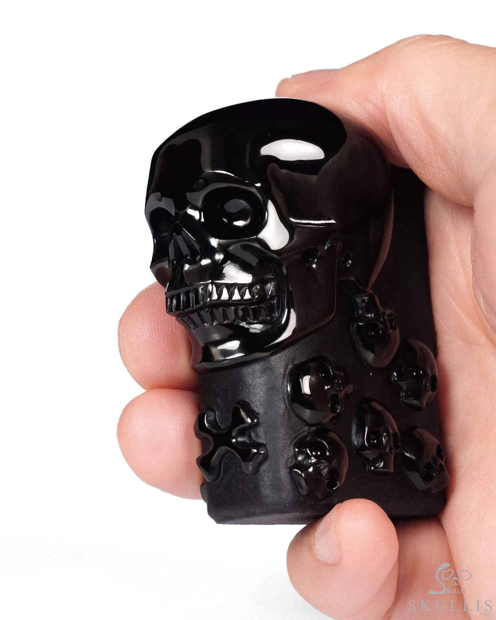 The Many Within - 2.6" Black Obsidian Hand Carved Crystal Skull Pocket Stone, Crystal Healing The Many Within - 2.6" Black Obsidian Hand Carved Crystal Skull Pocket Stone, Crystal Healing