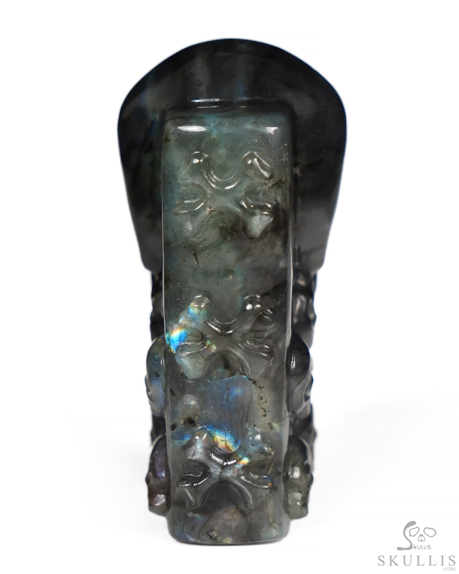 The Many Within - 2.6" Finnish Labradorite Hand Carved Crystal Skull Pocket / Palm Stone, Portable Gemstone Sculpture, Crystal Healing The Many Within - 2.6" Finnish Labradorite Hand Carved Crystal Skull Pocket / Palm Stone, Portable Gemstone Sculpture, Crystal Healing