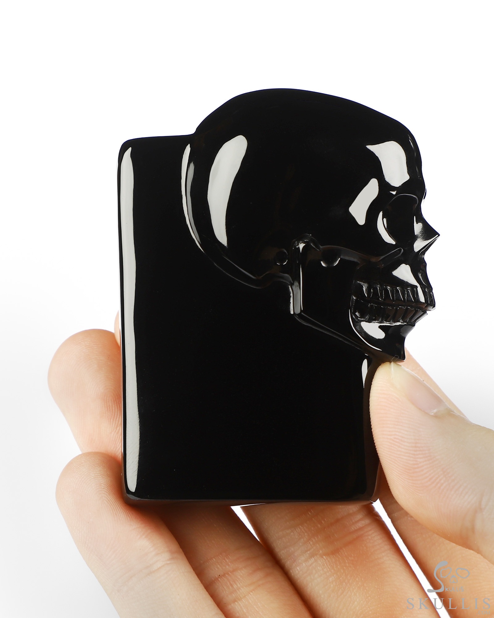 The One Within - 2.6" Black Obsidian Hand Carved Crystal Skull Pocket / Palm Stone, Portable Gemstone Sculpture, Crystal Healing The One Within - 2.6" Black Obsidian Hand Carved Crystal Skull Pocket / Palm Stone, Portable Gemstone Sculpture, Crystal Healing