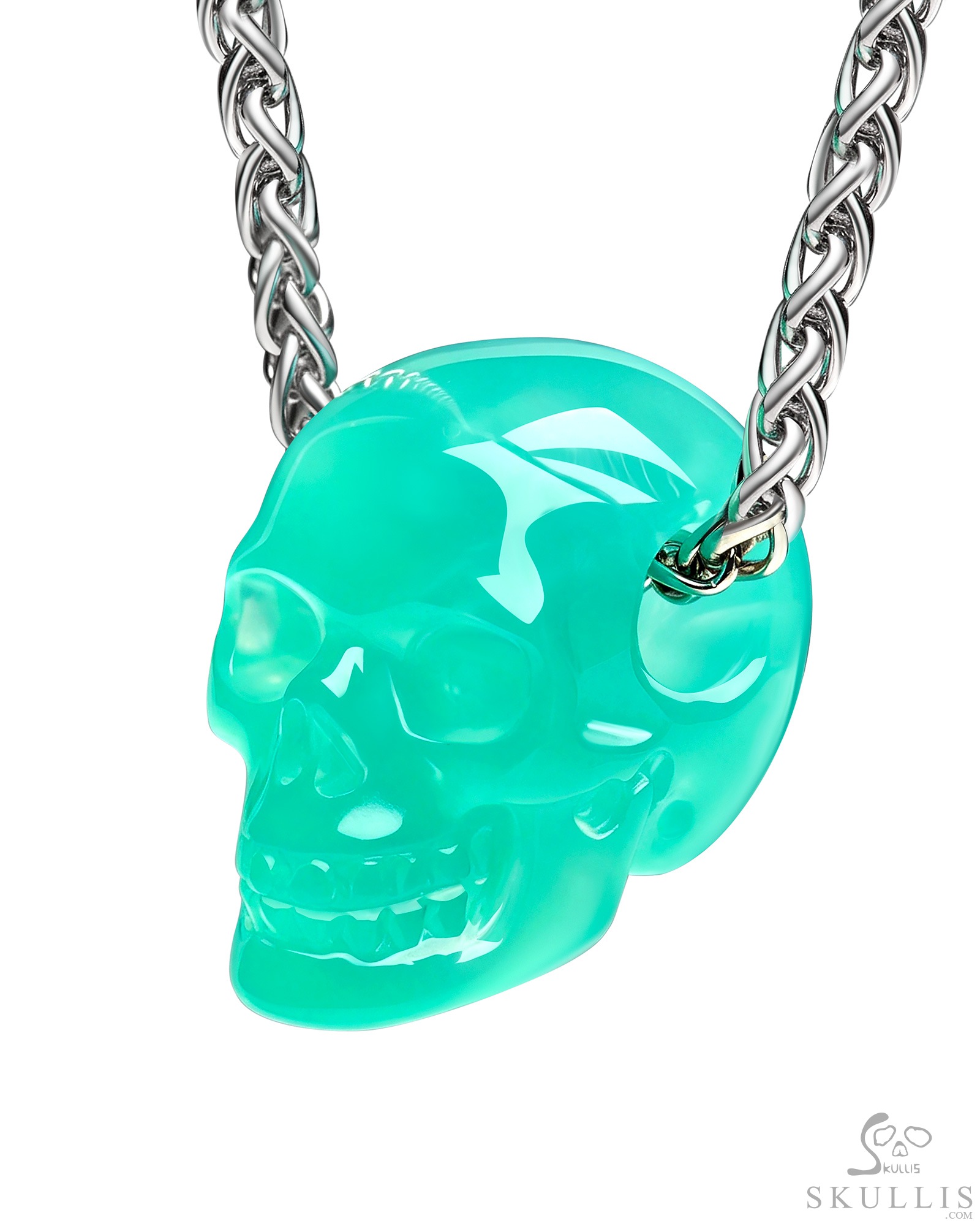 Minimalist Skull Pendant 0.6" Chrysoprase Hand Carved Crystal Skull Pendant, Crystal Healing Skull Jewelry, for Women & Men Minimalist Skull Pendant 0.6" Chrysoprase Hand Carved Crystal Skull Pendant, Crystal Healing Skull Jewelry, for Women & Men