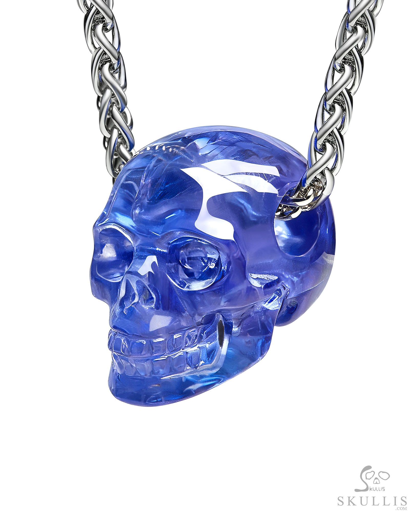 Minimalist Skull Pendant 0.6" Tanzanite Hand Carved Crystal Skull Pendant, Crystal Healing Skull Jewelry, for Women & Men Minimalist Skull Pendant 0.6" Tanzanite Hand Carved Crystal Skull Pendant, Crystal Healing Skull Jewelry, for Women & Men