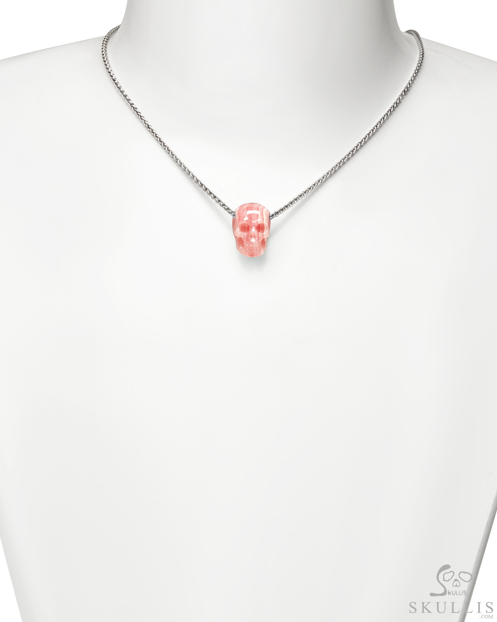 Minimalist Skull Pendant 0.6" Rhodochrosite Hand Carved Crystal Skull Pendant, Crystal Healing Skull Jewelry, for Women & Men Minimalist Skull Pendant 0.6" Rhodochrosite Hand Carved Crystal Skull Pendant, Crystal Healing Skull Jewelry, for Women & Men