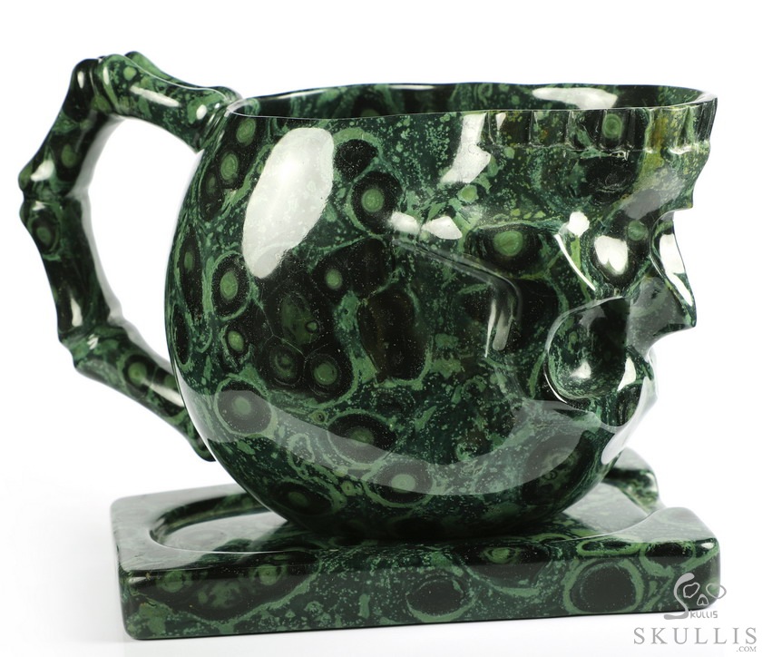 Skullis Sculptura - 10.5 OZ Coffee Mug, Hand-Carved Crystal Skull Cup, Gemstone Crystal Healing Skullis Sculptura - 10.5 OZ Coffee Mug, Hand-Carved Crystal Skull Cup, Gemstone Crystal Healing