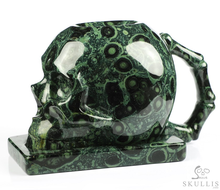 Skullis Sculptura - 10.5 OZ Coffee Mug, Hand-Carved Crystal Skull Cup, Gemstone Crystal Healing Skullis Sculptura - 10.5 OZ Coffee Mug, Hand-Carved Crystal Skull Cup, Gemstone Crystal Healing
