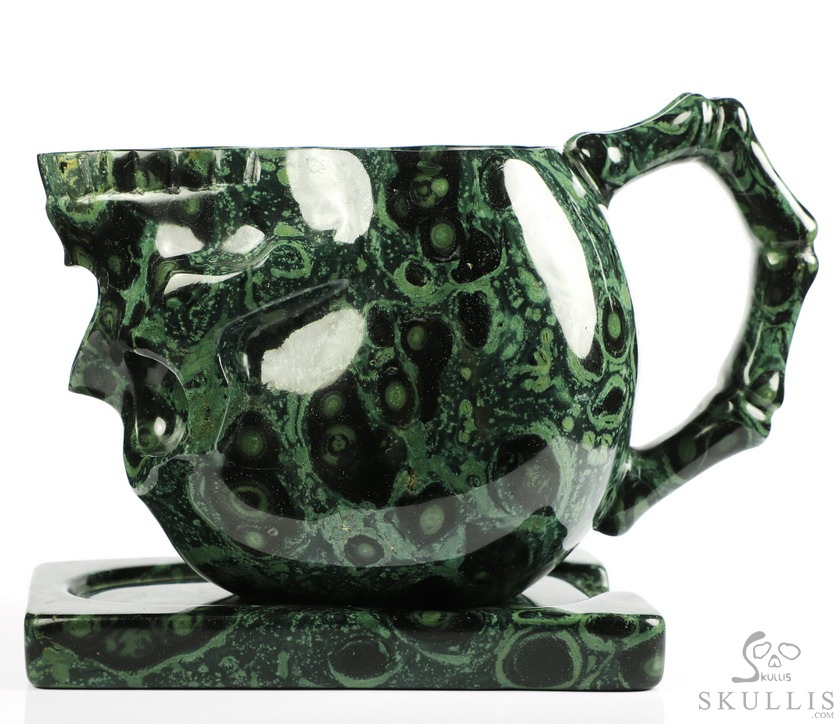 Skullis Sculptura - 10.5 OZ Coffee Mug, Hand-Carved Crystal Skull Cup, Gemstone Crystal Healing Skullis Sculptura - 10.5 OZ Coffee Mug, Hand-Carved Crystal Skull Cup, Gemstone Crystal Healing