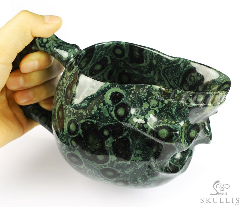 Skullis Sculptura - 10.5 OZ Coffee Mug, Hand-Carved Crystal Skull Cup, Gemstone Crystal Healing Skullis Sculptura - 10.5 OZ Coffee Mug, Hand-Carved Crystal Skull Cup, Gemstone Crystal Healing