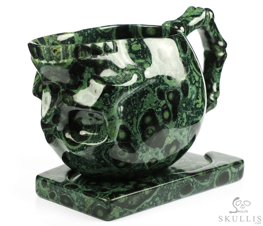 Skullis Sculptura - 10.5 OZ Coffee Mug, Hand-Carved Crystal Skull Cup, Gemstone Crystal Healing Skullis Sculptura - 10.5 OZ Coffee Mug, Hand-Carved Crystal Skull Cup, Gemstone Crystal Healing