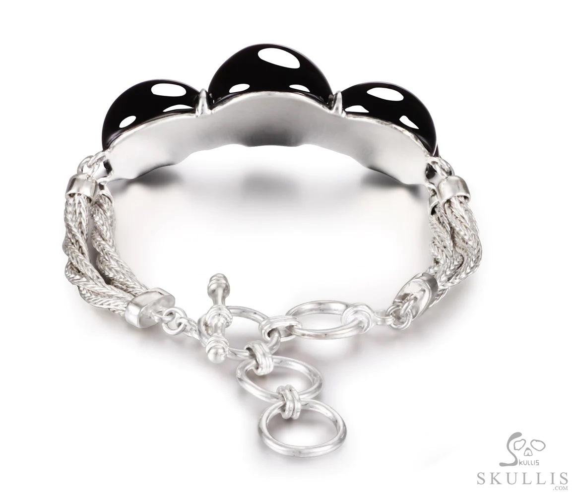 The Weaver of Three - Black Obsidian Hand Carved Adjustable Crystal Skull Bracelet, Crystal Healing Skull Jewelry, for Women & Men The Weaver of Three - Black Obsidian Hand Carved Adjustable Crystal Skull Bracelet, Crystal Healing Skull Jewelry, for Women & Men