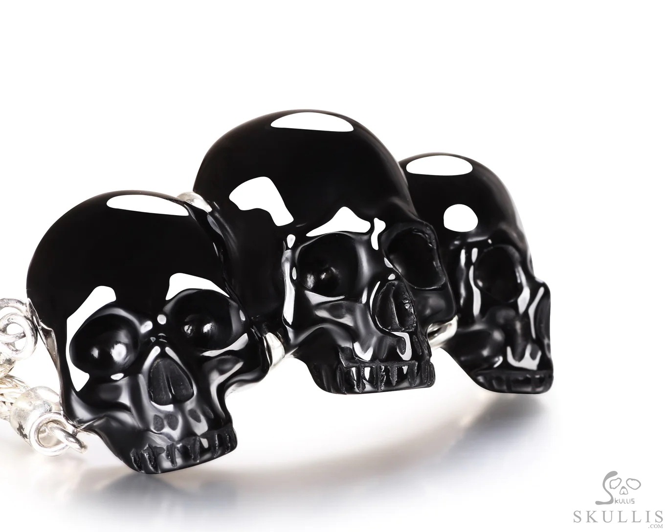 The Weaver of Three - Black Obsidian Hand Carved Adjustable Crystal Skull Bracelet, Crystal Healing Skull Jewelry, for Women & Men The Weaver of Three - Black Obsidian Hand Carved Adjustable Crystal Skull Bracelet, Crystal Healing Skull Jewelry, for Women & Men