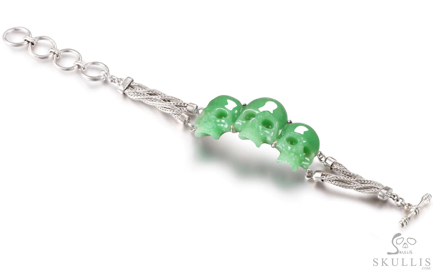 The Weaver of Three - Green Aventurine Hand Carved Adjustable Crystal Skull Bracelet, Crystal Healing Skull Jewelry, for Women & Men The Weaver of Three - Green Aventurine Hand Carved Adjustable Crystal Skull Bracelet, Crystal Healing Skull Jewelry, for Women & Men