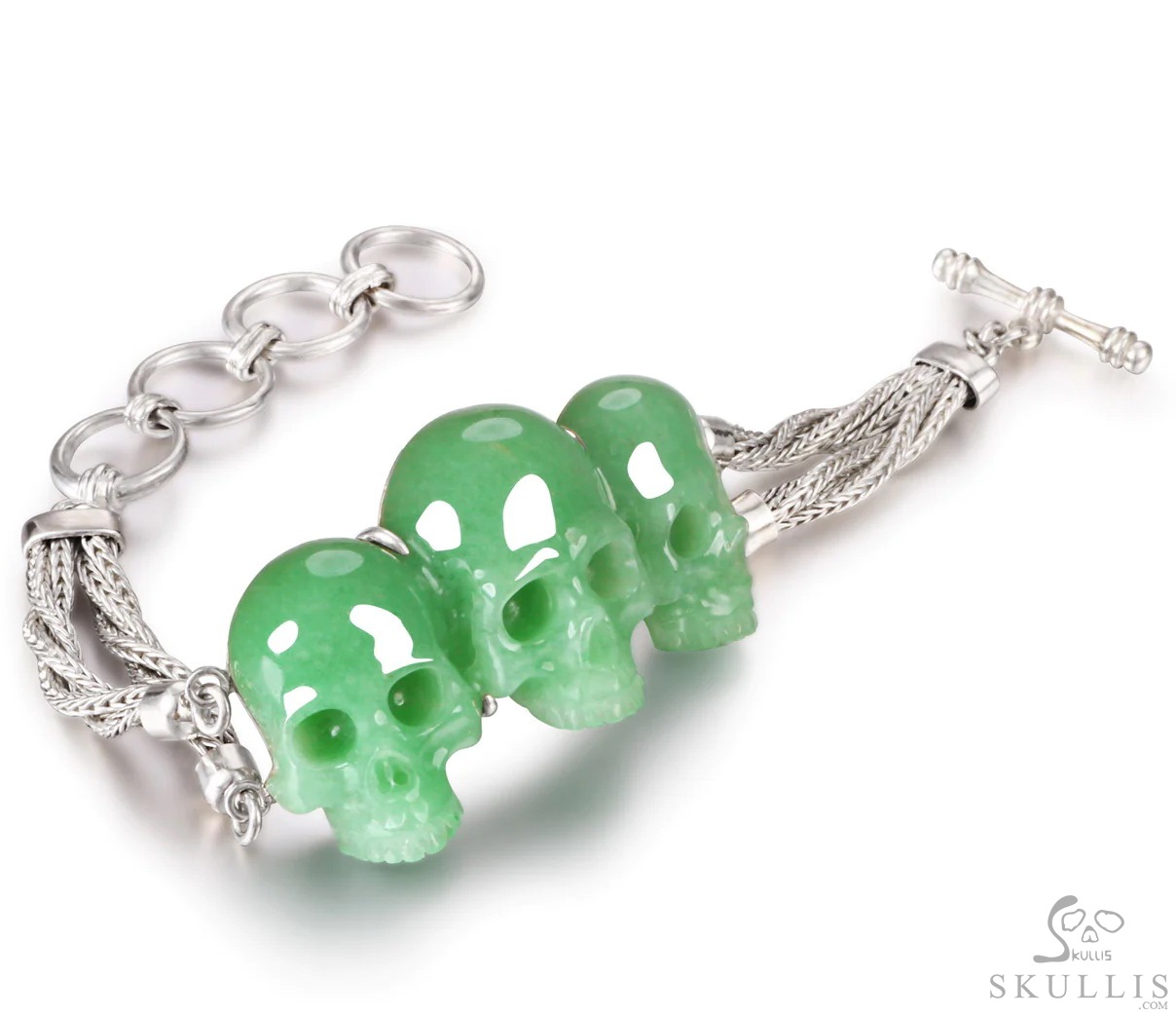 The Weaver of Three - Green Aventurine Hand Carved Adjustable Crystal Skull Bracelet, Crystal Healing Skull Jewelry, for Women & Men The Weaver of Three - Green Aventurine Hand Carved Adjustable Crystal Skull Bracelet, Crystal Healing Skull Jewelry, for Women & Men