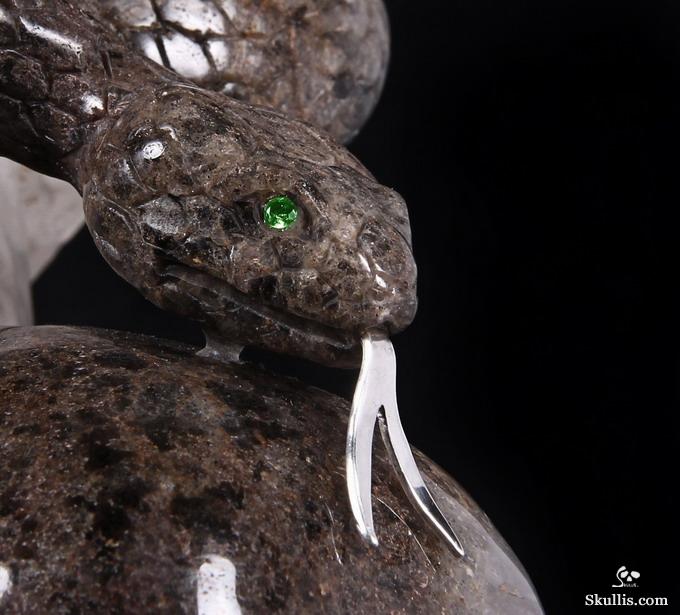 Dec 23, 2014 ACSAD (A Crystal Skull a Day) - Knowledge, Wisdom, and Enlightenment - Quartz Rock Crystal Druse Carved Crystal Skull with Snakes with Green Garnet Eyes and 92.5 Silver Tongues Sculpture Dec 23, 2014 ACSAD (A Crystal Skull a Day) - Knowledge, Wisdom, and Enlightenment - Quartz Rock Crystal Druse Carved Crystal Skull with Snakes with Green Garnet Eyes and 92.5 Silver Tongues Sculpture