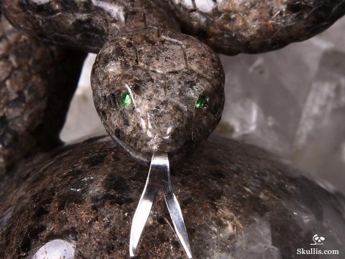 Dec 23, 2014 ACSAD (A Crystal Skull a Day) - Knowledge, Wisdom, and Enlightenment - Quartz Rock Crystal Druse Carved Crystal Skull with Snakes with Green Garnet Eyes and 92.5 Silver Tongues Sculpture Dec 23, 2014 ACSAD (A Crystal Skull a Day) - Knowledge, Wisdom, and Enlightenment - Quartz Rock Crystal Druse Carved Crystal Skull with Snakes with Green Garnet Eyes and 92.5 Silver Tongues Sculpture