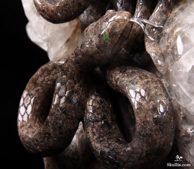 Dec 23, 2014 ACSAD (A Crystal Skull a Day) - Knowledge, Wisdom, and Enlightenment - Quartz Rock Crystal Druse Carved Crystal Skull with Snakes with Green Garnet Eyes and 92.5 Silver Tongues Sculpture Dec 23, 2014 ACSAD (A Crystal Skull a Day) - Knowledge, Wisdom, and Enlightenment - Quartz Rock Crystal Druse Carved Crystal Skull with Snakes with Green Garnet Eyes and 92.5 Silver Tongues Sculpture