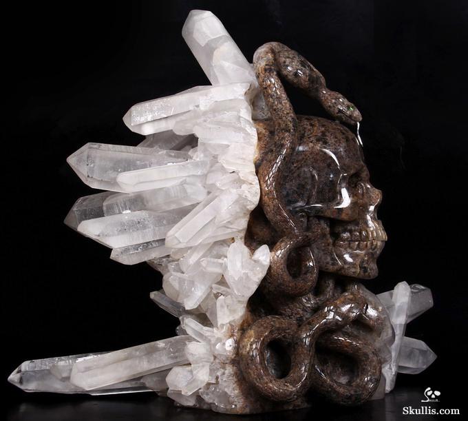 Dec 23, 2014 ACSAD (A Crystal Skull a Day) - Knowledge, Wisdom, and Enlightenment - Quartz Rock Crystal Druse Carved Crystal Skull with Snakes with Green Garnet Eyes and 92.5 Silver Tongues Sculpture Dec 23, 2014 ACSAD (A Crystal Skull a Day) - Knowledge, Wisdom, and Enlightenment - Quartz Rock Crystal Druse Carved Crystal Skull with Snakes with Green Garnet Eyes and 92.5 Silver Tongues Sculpture
