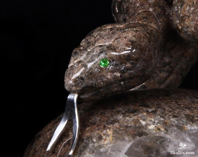 Dec 23, 2014 ACSAD (A Crystal Skull a Day) - Knowledge, Wisdom, and Enlightenment - Quartz Rock Crystal Druse Carved Crystal Skull with Snakes with Green Garnet Eyes and 92.5 Silver Tongues Sculpture Dec 23, 2014 ACSAD (A Crystal Skull a Day) - Knowledge, Wisdom, and Enlightenment - Quartz Rock Crystal Druse Carved Crystal Skull with Snakes with Green Garnet Eyes and 92.5 Silver Tongues Sculpture