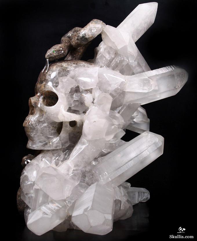 Dec 23, 2014 ACSAD (A Crystal Skull a Day) - Knowledge, Wisdom, and Enlightenment - Quartz Rock Crystal Druse Carved Crystal Skull with Snakes with Green Garnet Eyes and 92.5 Silver Tongues Sculpture Dec 23, 2014 ACSAD (A Crystal Skull a Day) - Knowledge, Wisdom, and Enlightenment - Quartz Rock Crystal Druse Carved Crystal Skull with Snakes with Green Garnet Eyes and 92.5 Silver Tongues Sculpture