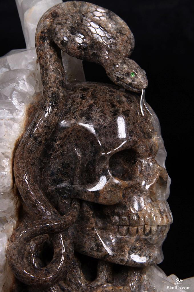 Dec 23, 2014 ACSAD (A Crystal Skull a Day) - Knowledge, Wisdom, and Enlightenment - Quartz Rock Crystal Druse Carved Crystal Skull with Snakes with Green Garnet Eyes and 92.5 Silver Tongues Sculpture Dec 23, 2014 ACSAD (A Crystal Skull a Day) - Knowledge, Wisdom, and Enlightenment - Quartz Rock Crystal Druse Carved Crystal Skull with Snakes with Green Garnet Eyes and 92.5 Silver Tongues Sculpture