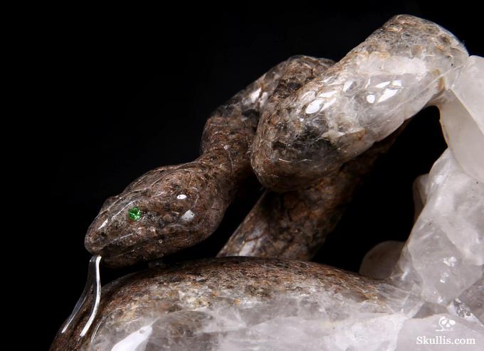 Dec 23, 2014 ACSAD (A Crystal Skull a Day) - Knowledge, Wisdom, and Enlightenment - Quartz Rock Crystal Druse Carved Crystal Skull with Snakes with Green Garnet Eyes and 92.5 Silver Tongues Sculpture Dec 23, 2014 ACSAD (A Crystal Skull a Day) - Knowledge, Wisdom, and Enlightenment - Quartz Rock Crystal Druse Carved Crystal Skull with Snakes with Green Garnet Eyes and 92.5 Silver Tongues Sculpture