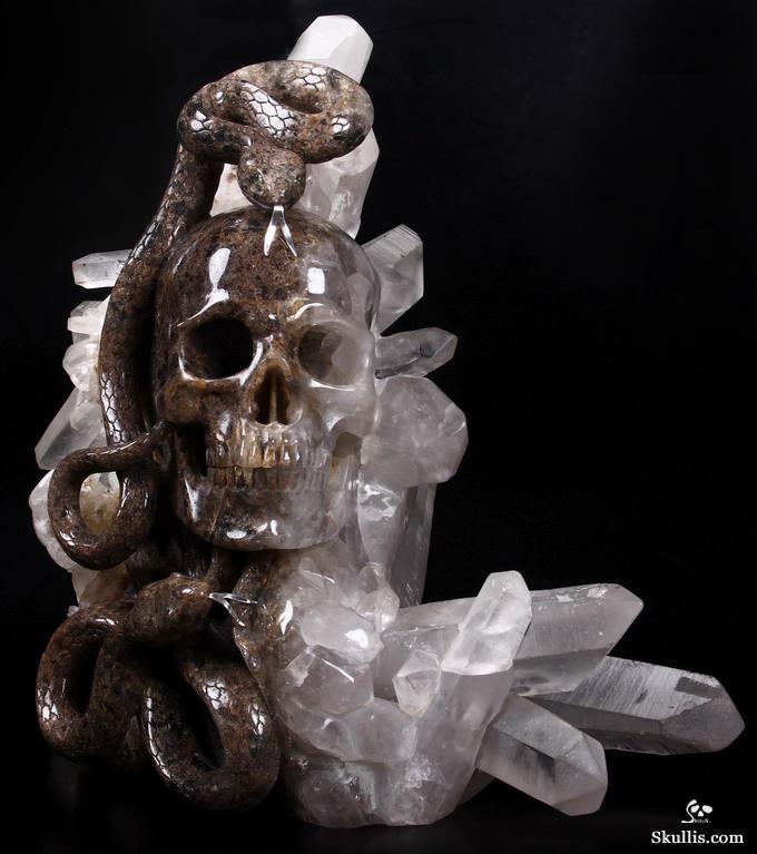 Dec 23, 2014 ACSAD (A Crystal Skull a Day) - Knowledge, Wisdom, and Enlightenment - Quartz Rock Crystal Druse Carved Crystal Skull with Snakes with Green Garnet Eyes and 92.5 Silver Tongues Sculpture Dec 23, 2014 ACSAD (A Crystal Skull a Day) - Knowledge, Wisdom, and Enlightenment - Quartz Rock Crystal Druse Carved Crystal Skull with Snakes with Green Garnet Eyes and 92.5 Silver Tongues Sculpture