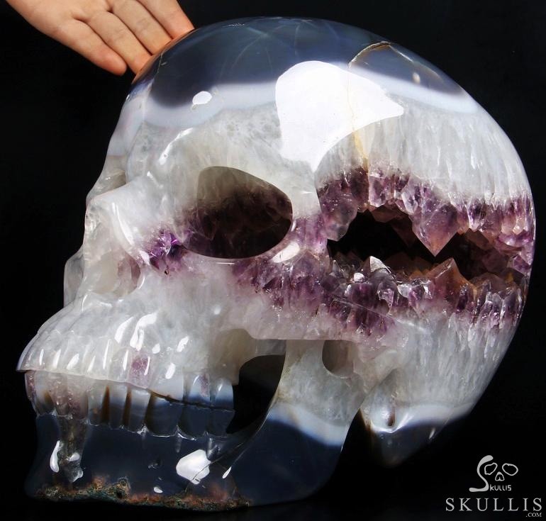 (32.3LB) Sept 15, 2014 ACSAD (A Crystal Skull a Day) - Truth in Shadows - 32.3LB Titan Agate Amethyst Geode Carved Crystal Skull Sculpture (32.3LB) Sept 15, 2014 ACSAD (A Crystal Skull a Day) - Truth in Shadows - 32.3LB Titan Agate Amethyst Geode Carved Crystal Skull Sculpture