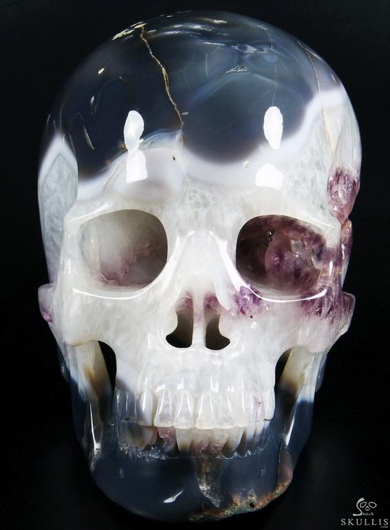 (32.3LB) Sept 15, 2014 ACSAD (A Crystal Skull a Day) - Truth in Shadows - 32.3LB Titan Agate Amethyst Geode Carved Crystal Skull Sculpture (32.3LB) Sept 15, 2014 ACSAD (A Crystal Skull a Day) - Truth in Shadows - 32.3LB Titan Agate Amethyst Geode Carved Crystal Skull Sculpture