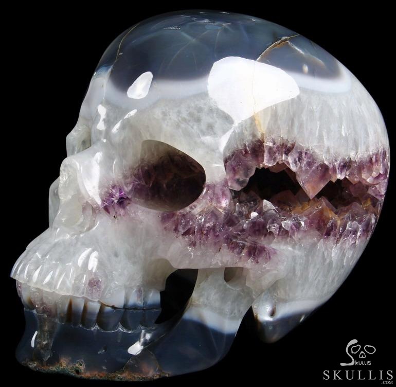 (32.3LB) Sept 15, 2014 ACSAD (A Crystal Skull a Day) - Truth in Shadows - 32.3LB Titan Agate Amethyst Geode Carved Crystal Skull Sculpture (32.3LB) Sept 15, 2014 ACSAD (A Crystal Skull a Day) - Truth in Shadows - 32.3LB Titan Agate Amethyst Geode Carved Crystal Skull Sculpture
