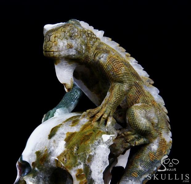 RARE 6.2" Ocean Jasper Carved Crystal Skull Sculpture RARE 6.2" Ocean Jasper Carved Crystal Skull Sculpture