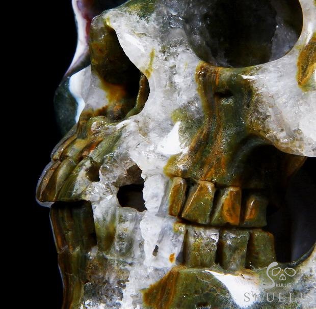 RARE 6.2" Ocean Jasper Carved Crystal Skull Sculpture RARE 6.2" Ocean Jasper Carved Crystal Skull Sculpture