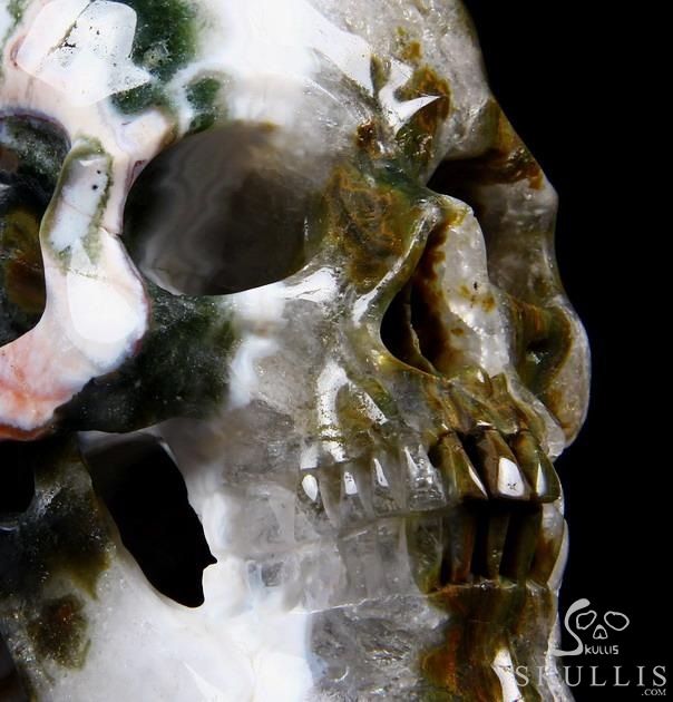 RARE 6.2" Ocean Jasper Carved Crystal Skull Sculpture RARE 6.2" Ocean Jasper Carved Crystal Skull Sculpture