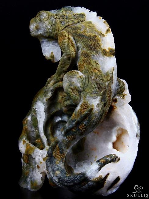 RARE 6.2" Ocean Jasper Carved Crystal Skull Sculpture RARE 6.2" Ocean Jasper Carved Crystal Skull Sculpture
