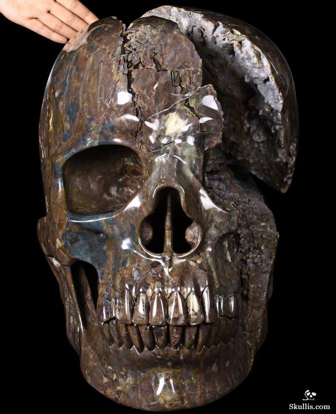 Stunning Unique Geode Giant 16.9" DINOSAUR EGG AGATE Carved Crystal Skull Stunning Unique Geode Giant 16.9" DINOSAUR EGG AGATE Carved Crystal Skull