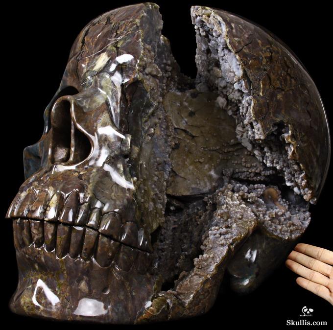 Stunning Unique Geode Giant 16.9" DINOSAUR EGG AGATE Carved Crystal Skull Stunning Unique Geode Giant 16.9" DINOSAUR EGG AGATE Carved Crystal Skull