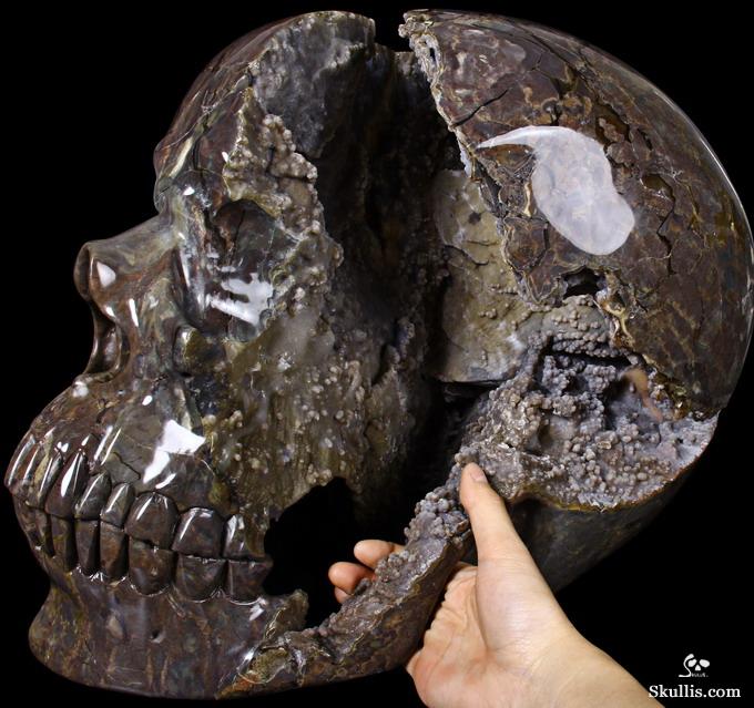 Stunning Unique Geode Giant 16.9" DINOSAUR EGG AGATE Carved Crystal Skull Stunning Unique Geode Giant 16.9" DINOSAUR EGG AGATE Carved Crystal Skull