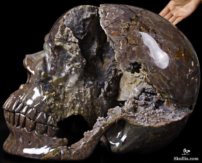 Stunning Unique Geode Giant 16.9" DINOSAUR EGG AGATE Carved Crystal Skull Stunning Unique Geode Giant 16.9" DINOSAUR EGG AGATE Carved Crystal Skull