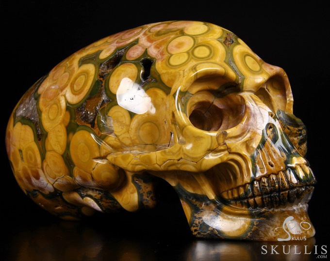 Stunning Giant 8.3" Ocean Jasper Carved Elongated Mayan Alien Crystal Skull, Reiki Healing Stone Statue Stunning Giant 8.3" Ocean Jasper Carved Elongated Mayan Alien Crystal Skull, Reiki Healing Stone Statue